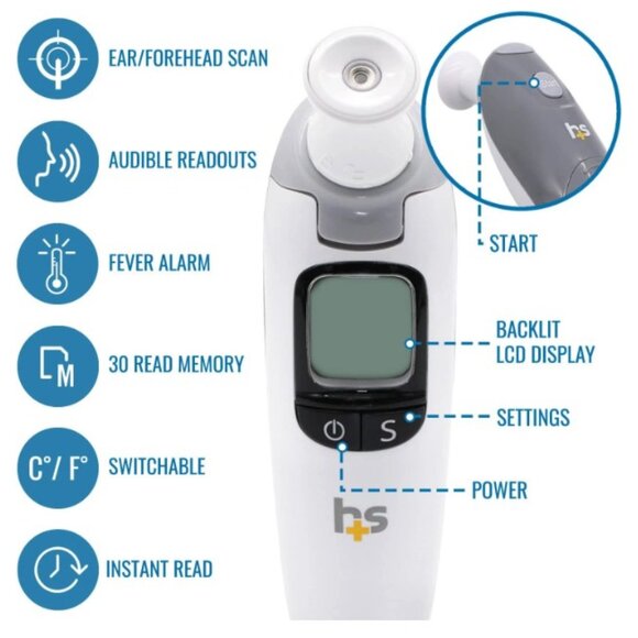 Healthsmart Talking Infrared Ear & Forehead Thermometer, Visual Fever Alarm - Picture 4 of 8